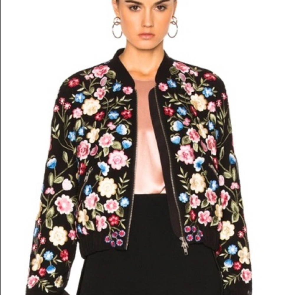 COPY - Flower Foliage Embroidered Bomber Jacket
